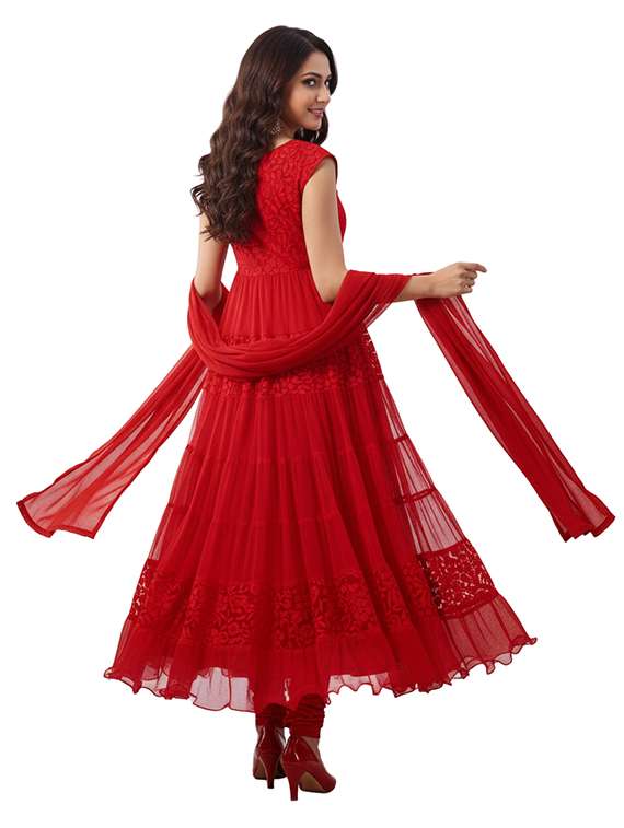 red net flared dress material - 13671591 -  Standard Image - 2