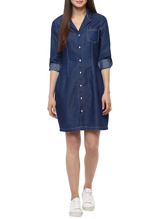 blue denim shirt dress