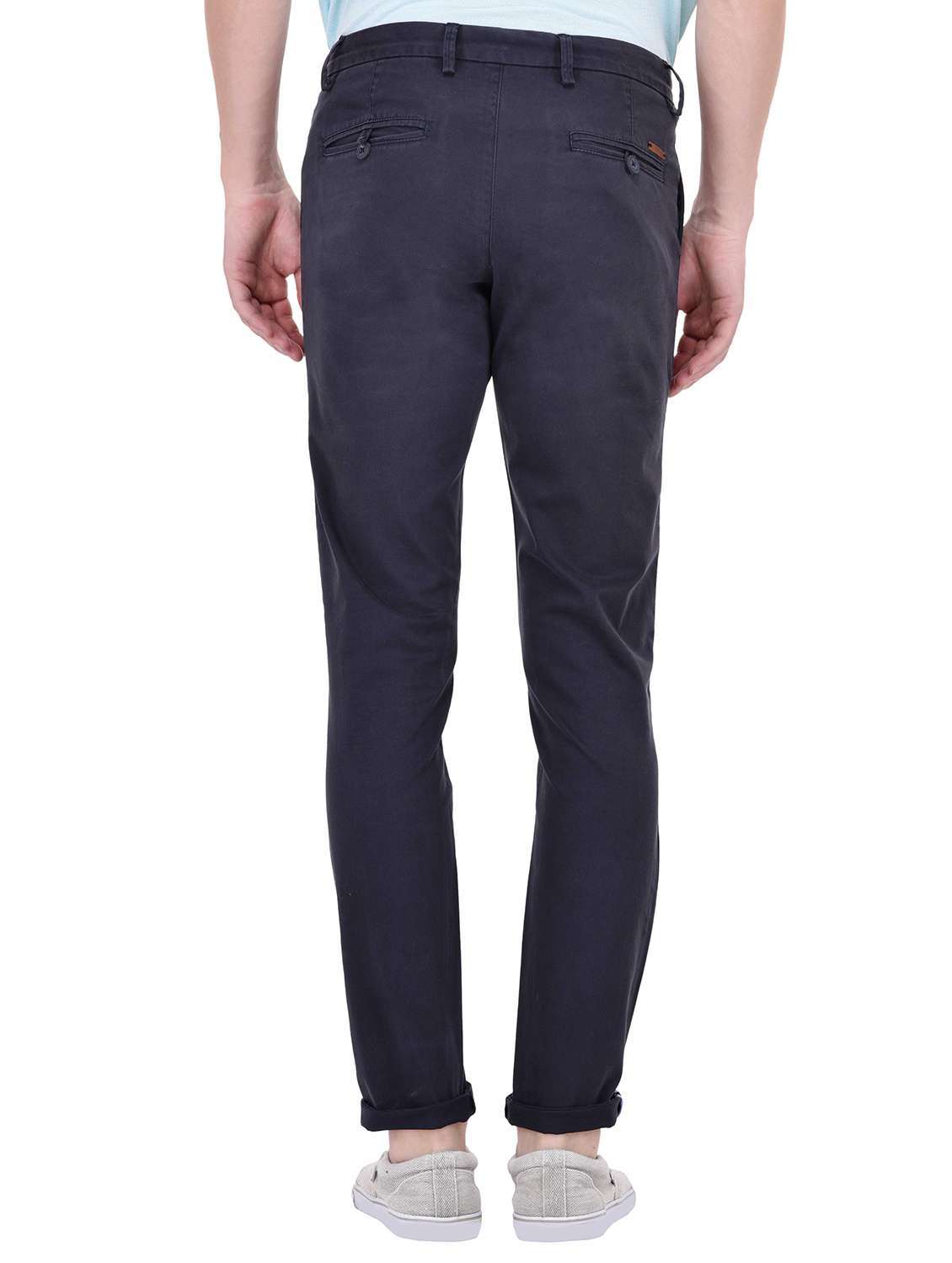navy blue cotton chinos casual trousers - 13672016 -  Standard Image - 2