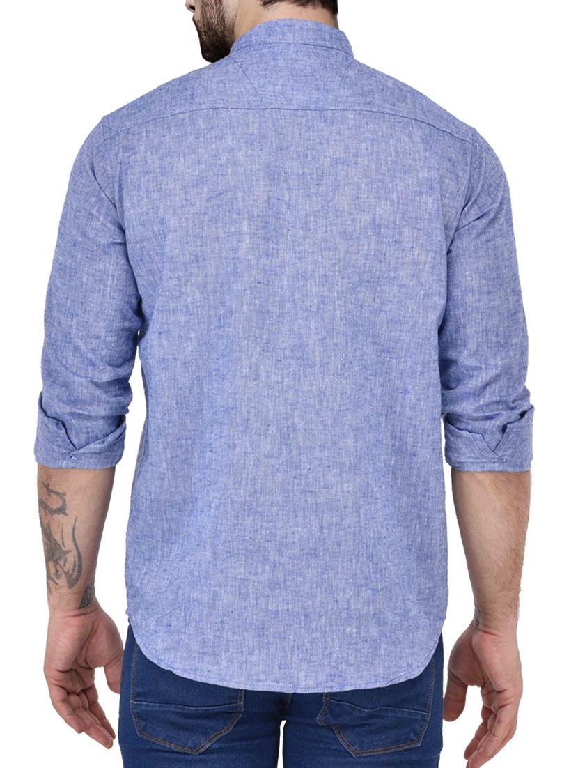blue melange cotton kurta - 13672458 - Standard Image - 2