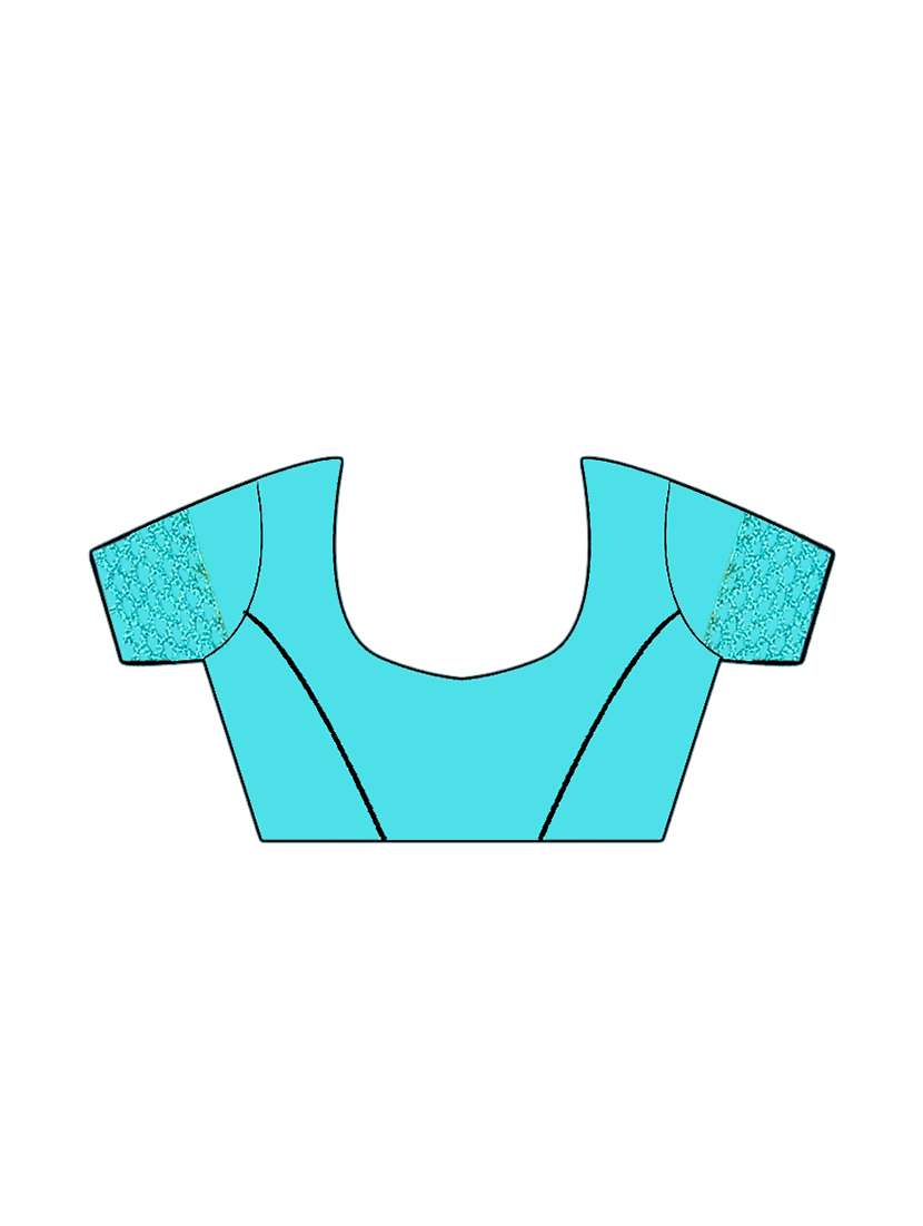 women's bordered turquoise colored saree with blouse - 13675540 - Standard Image - 2