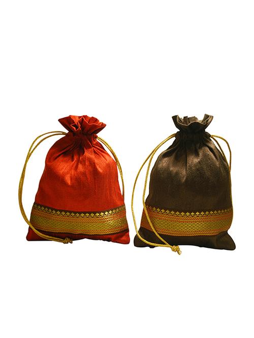 orange silk potli - 13679903 -  Standard Image - 0