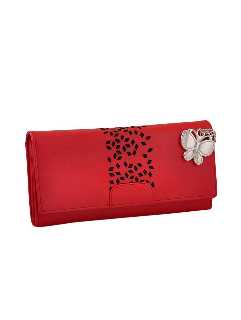 red leatherette regular clutch