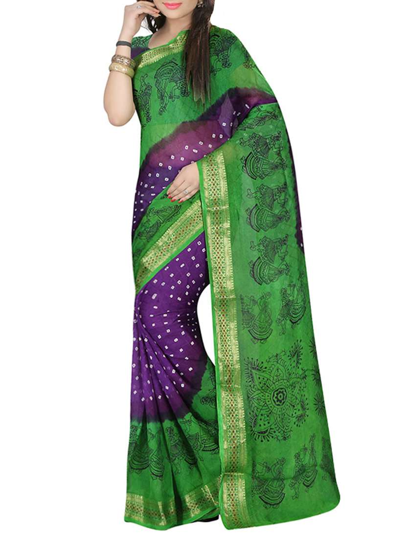 purple silk bandhani saree with blouse