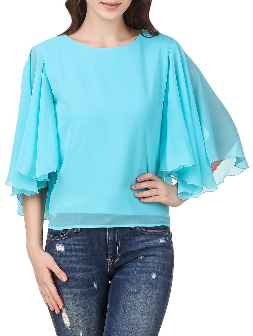 light blue georgette regular top