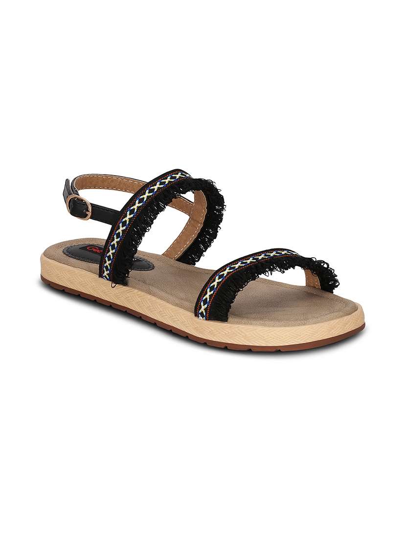 black faux leather back strap sandals