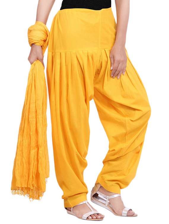 yellow cotton patiyala salwar with dupatta