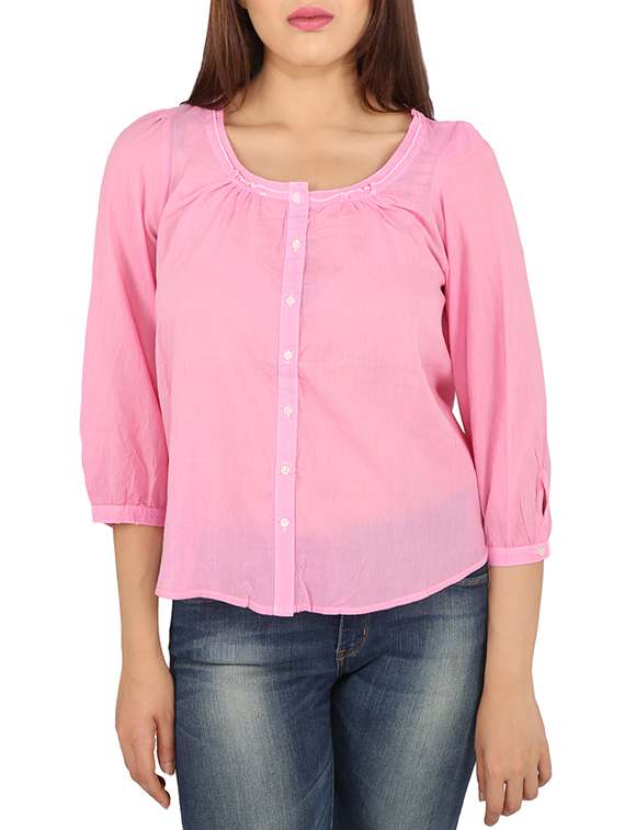 pink cotton regular shirt