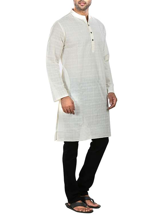 white checkered long kurta