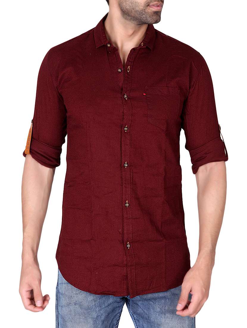 red cotton casual shirt