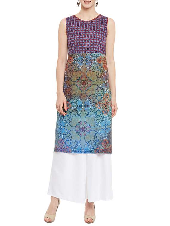 blue cotton printed kurta