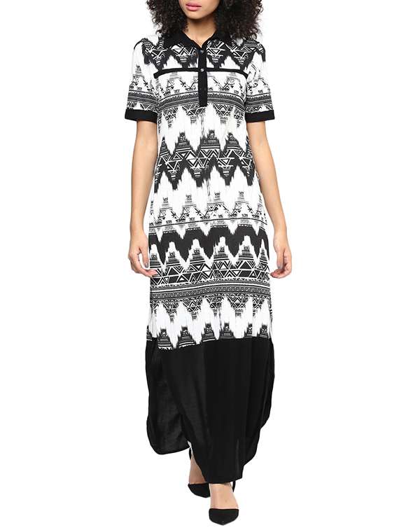 multi colored cotton printed long kurta