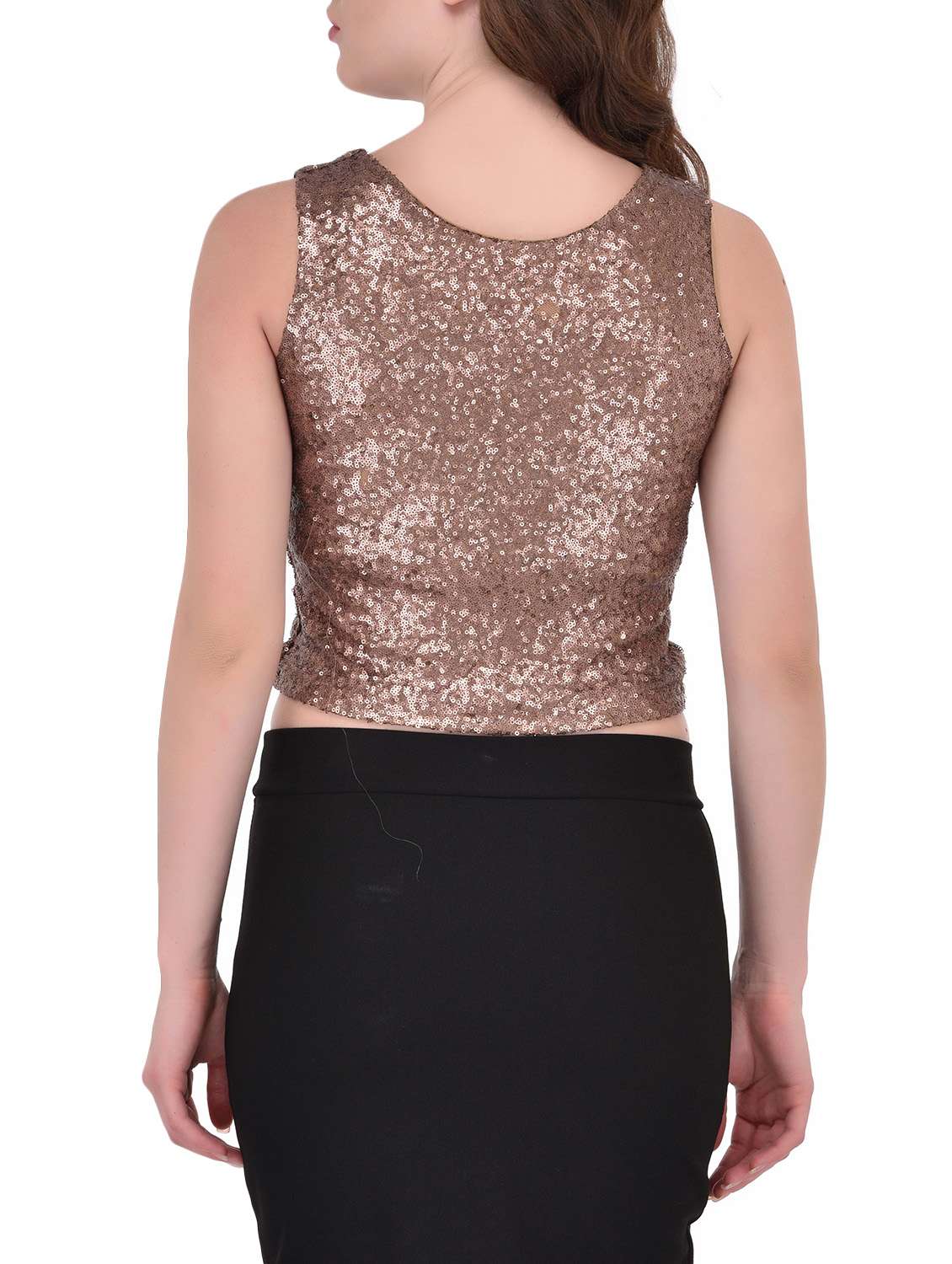 gold poly cotton crop top - 13696291 - Standard Image - 2