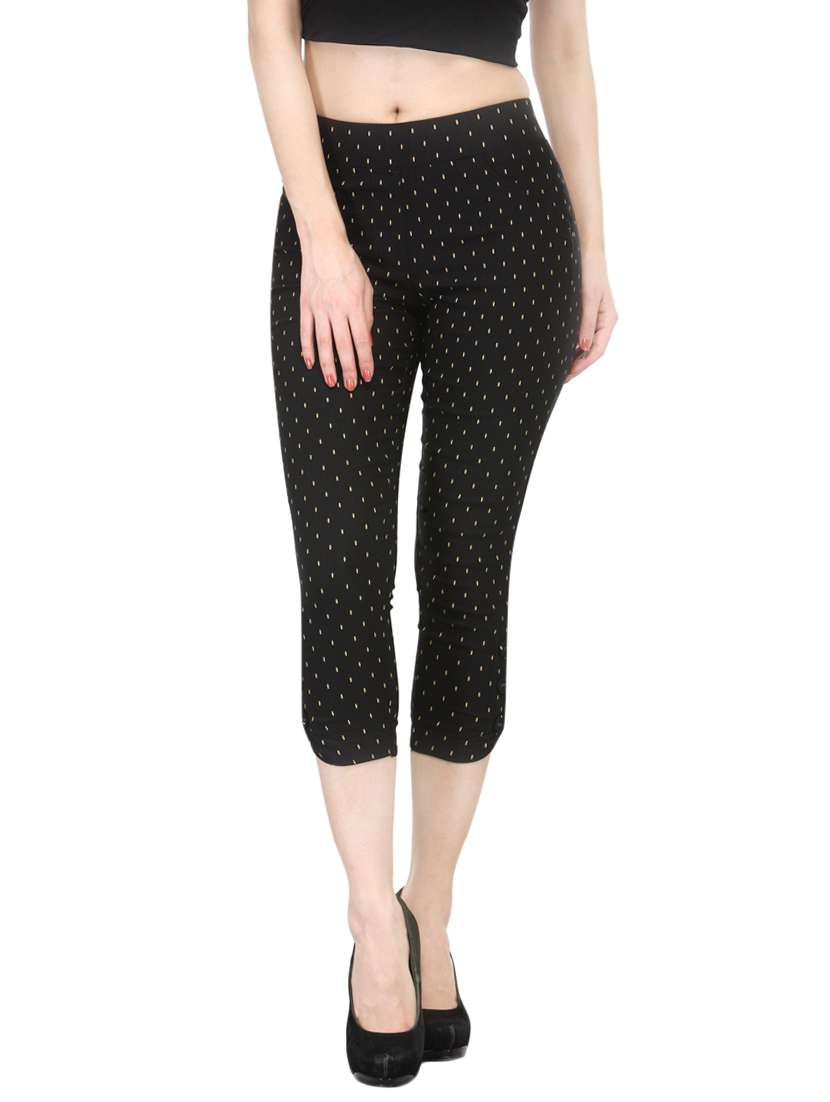 black cotton capri leggings