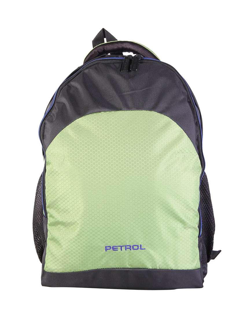 green polyester backpack
