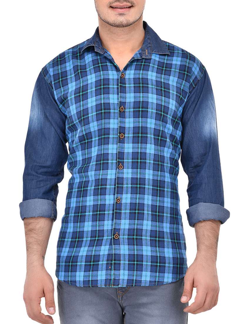 blue denim casual shirt