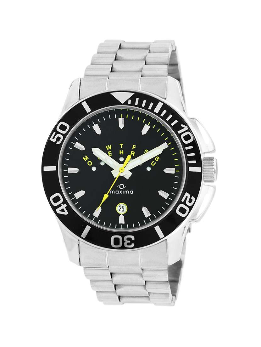 maxima black dial watch for  men -  32871cmgi