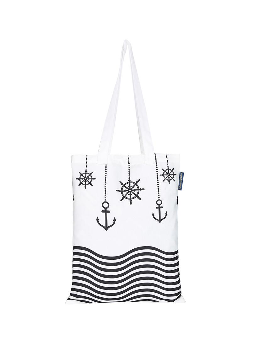 white polyester printed handbag - 13710041 - Zoom Image - 0