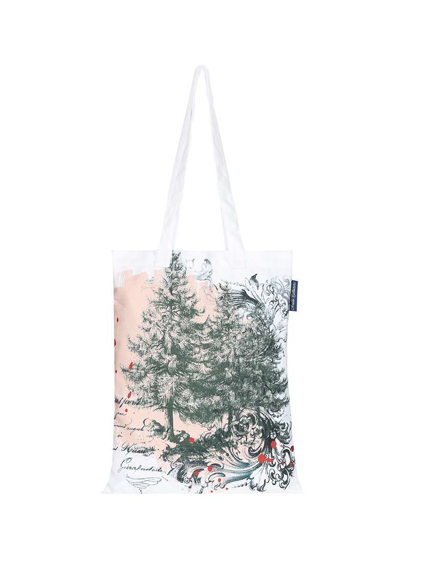 white polyester printed tote