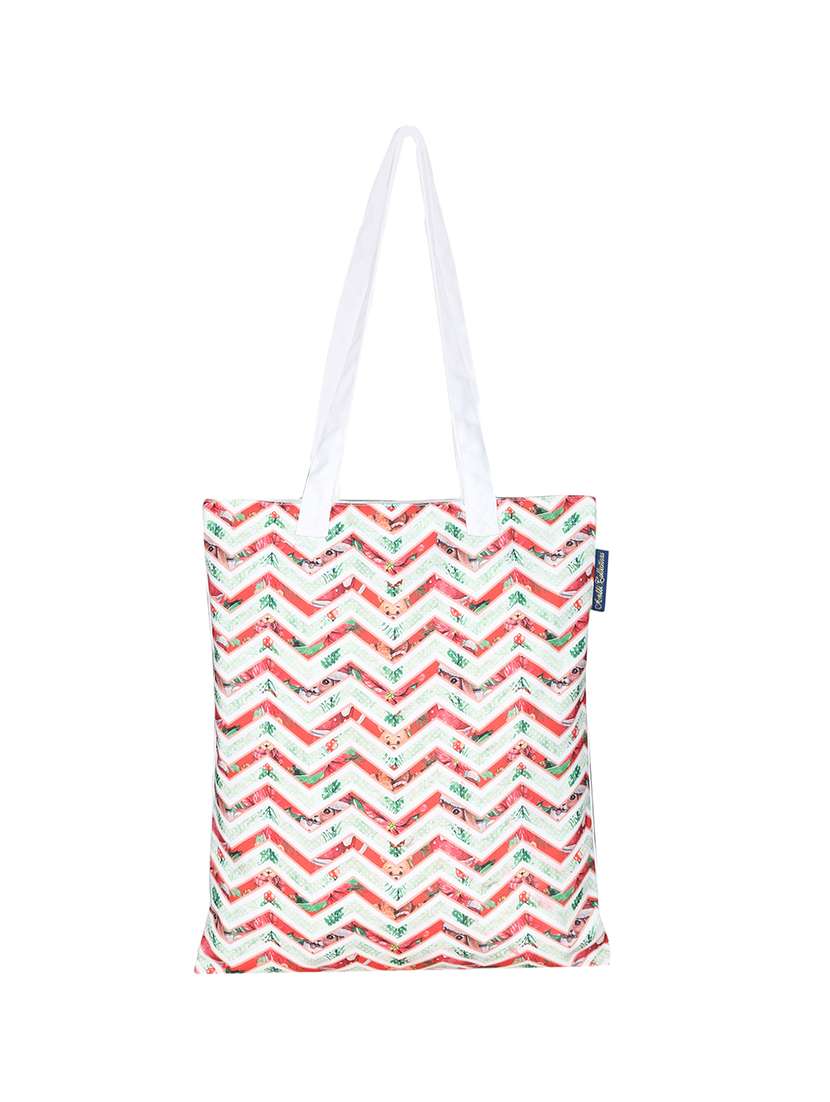 white polyester printed tote