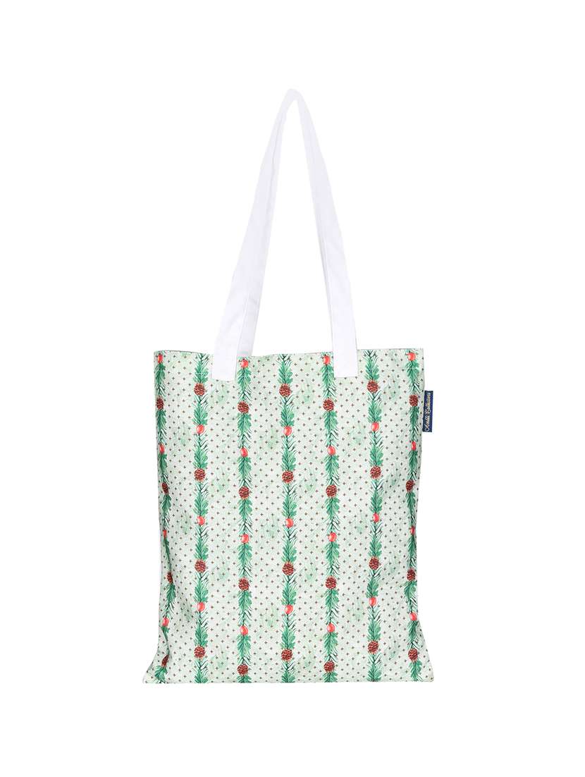 white polyester printed tote - 13710056 -  Zoom Image - 0