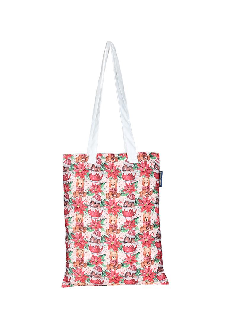 white polyester printed tote - 13710058 -  Zoom Image - 0