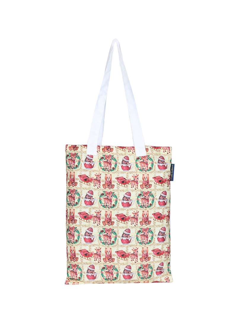 white polyester printed tote