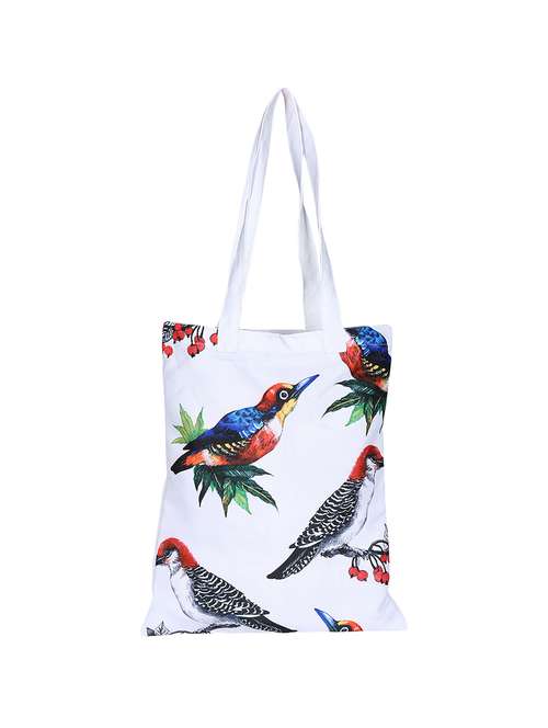 white polyester printed tote - 13710063 - Standard Image - 0