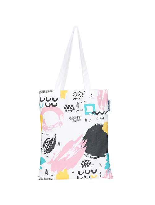 white polyester printed tote - 13710067 - Standard Image - 0