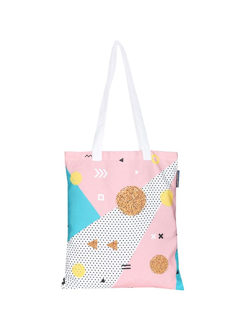 white polyester printed tote - 13710069 -  Zoom Image - 0