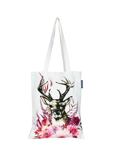 white polyester printed tote - 13710071 -  Standard Image - 0