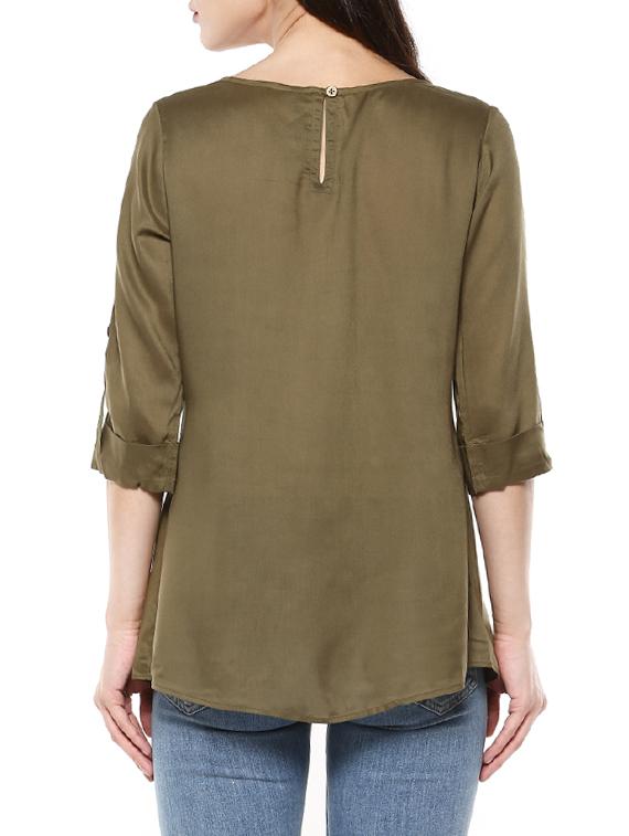 olive green rayon top - 13712050 - Standard Image - 2
