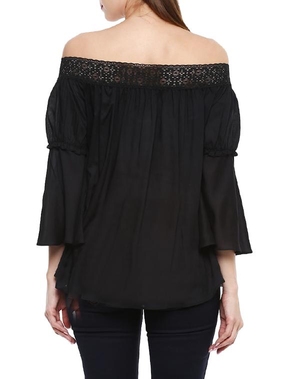 black rayon peasant top - 13712058 - Standard Image - 2