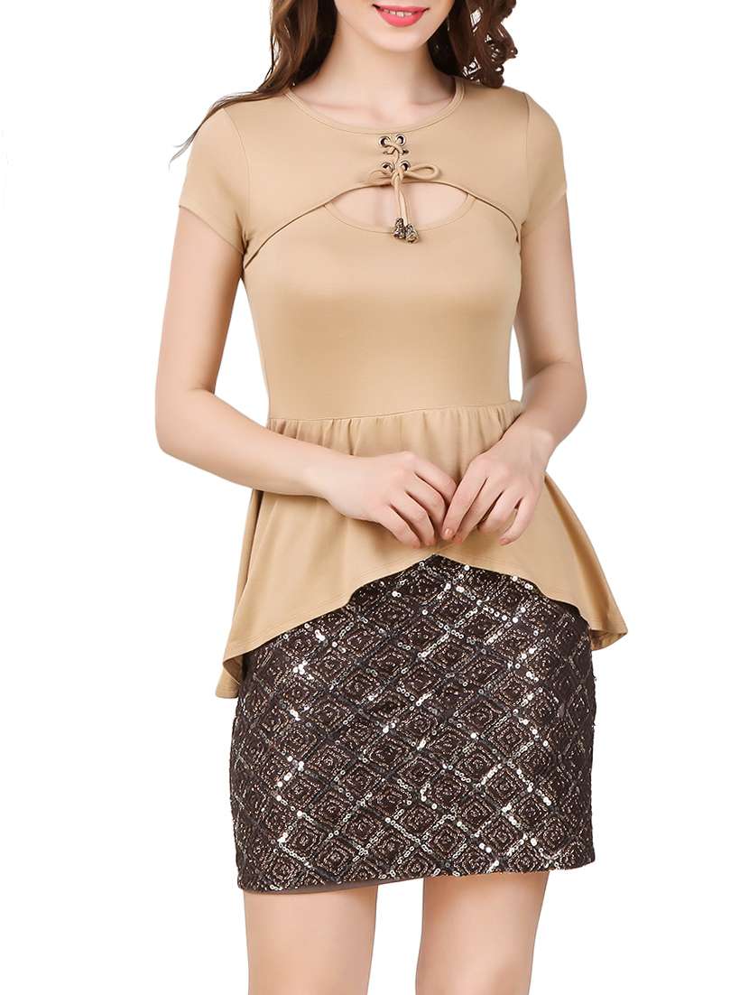 women's a line tie-up neck top