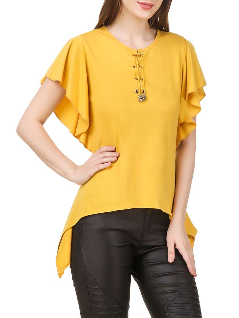 yellow cotton asymmetric top