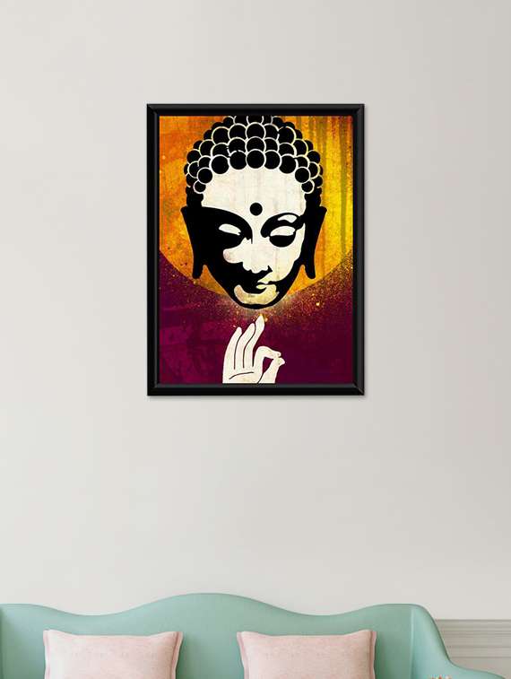 gautam buddha wall poster (with frame)