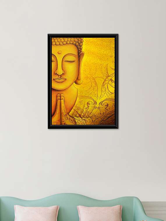 gautam buddha wall poster (with frame)