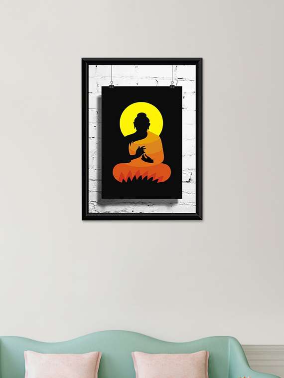 gautam buddha wall poster (with frame)