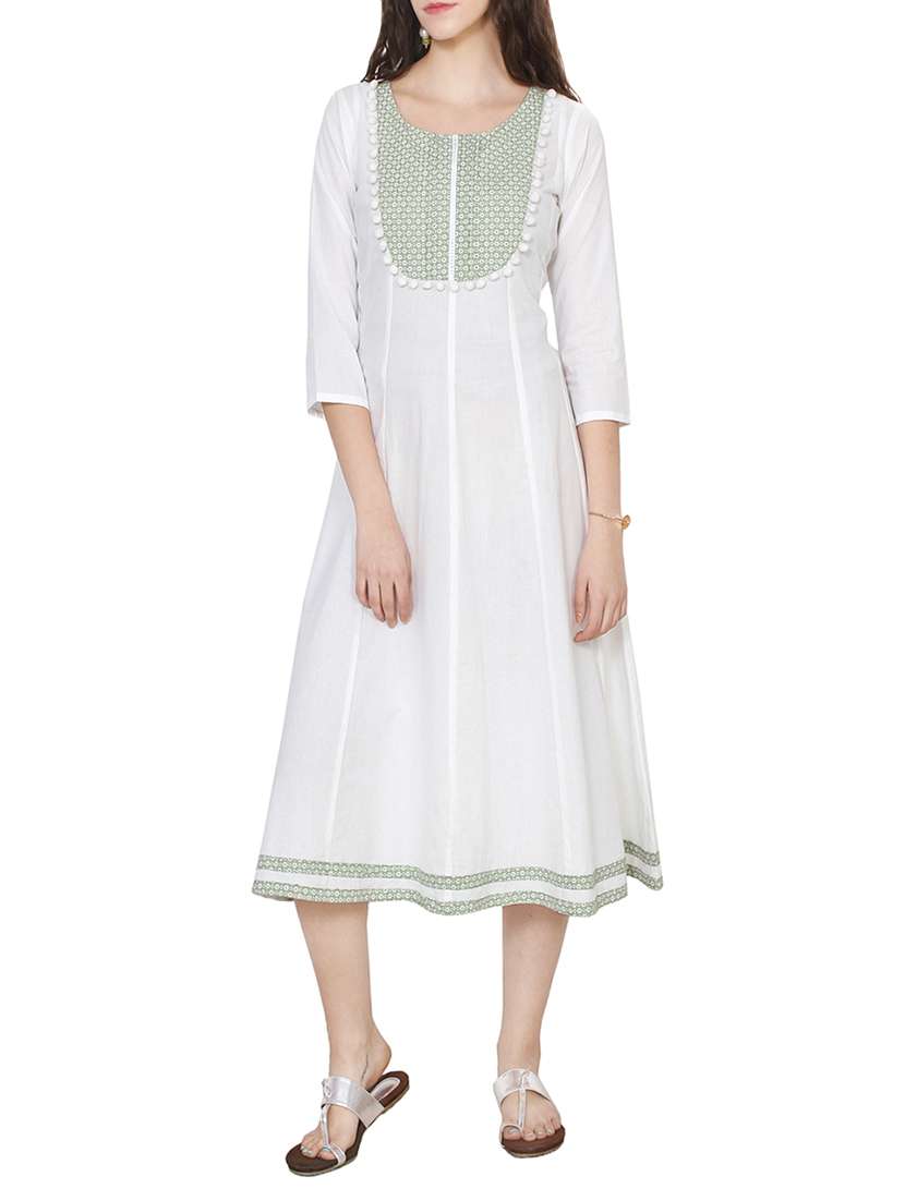 white cotton anarkali kurta