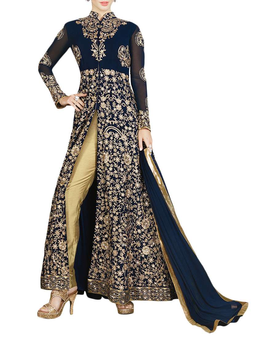 blue georgette unstitched suit