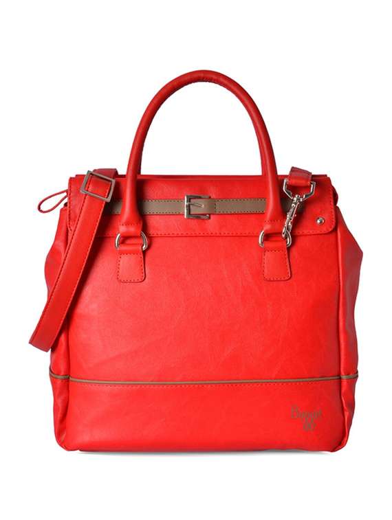 red leatherette regular handbag