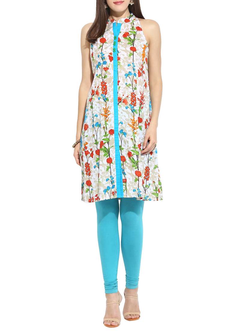 white cotton printed kurta