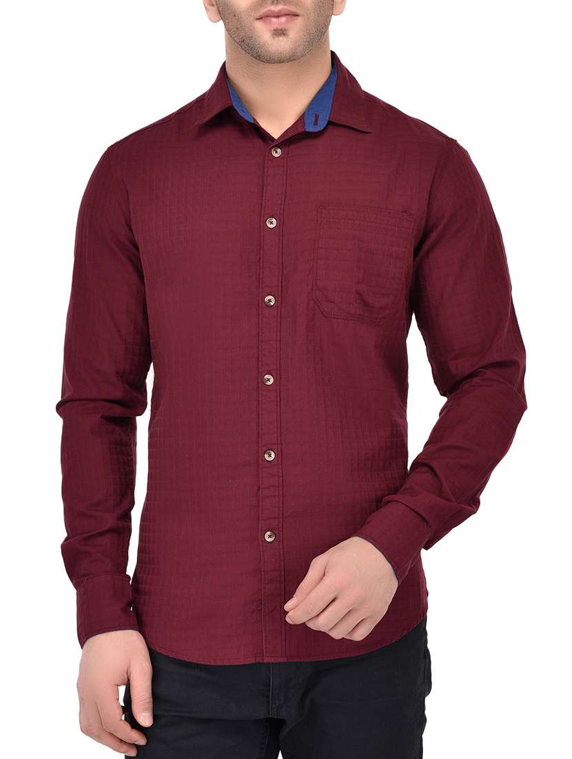 red cotton casual shirt