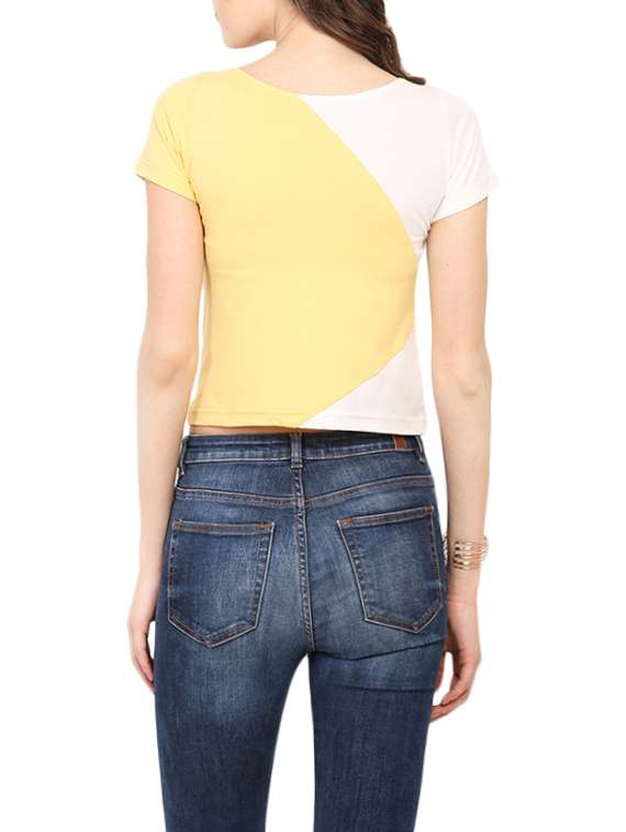 yellow cotton crop top - 13733777 - Standard Image - 2