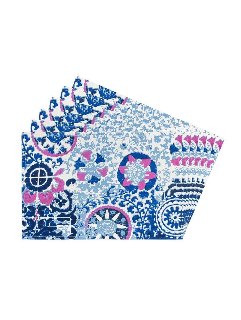 multicolored printed cotton canvas placemats for dining table
