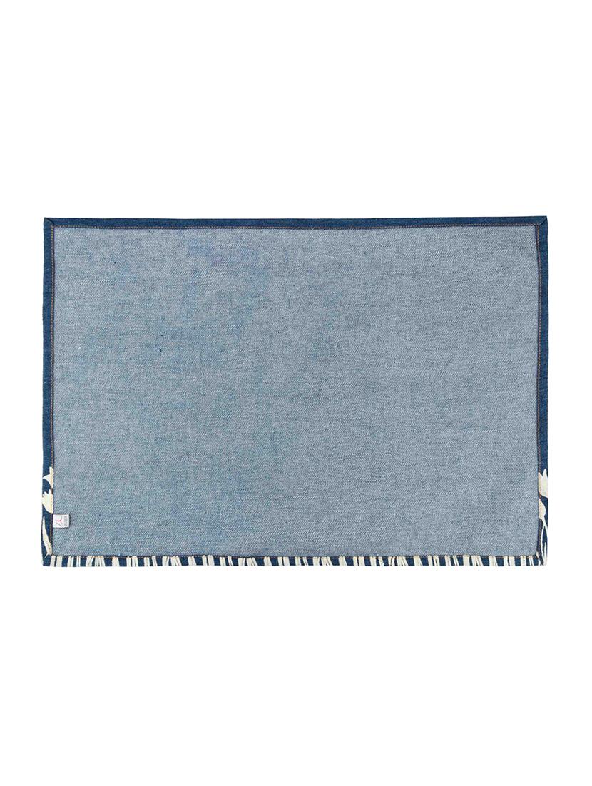 blue cotton denim set of 6 placemats for dining table - 13734228 - Standard Image - 2