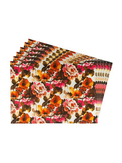 multicolour floral printed cotton canvas placemats for dining table - 13734235 -  Standard Image - 0