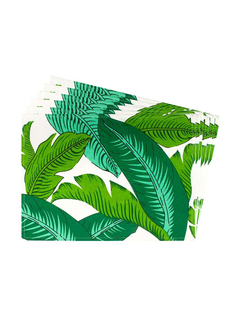 multicolour printed cotton canvas placemats for dining table - unique designs - set of 6