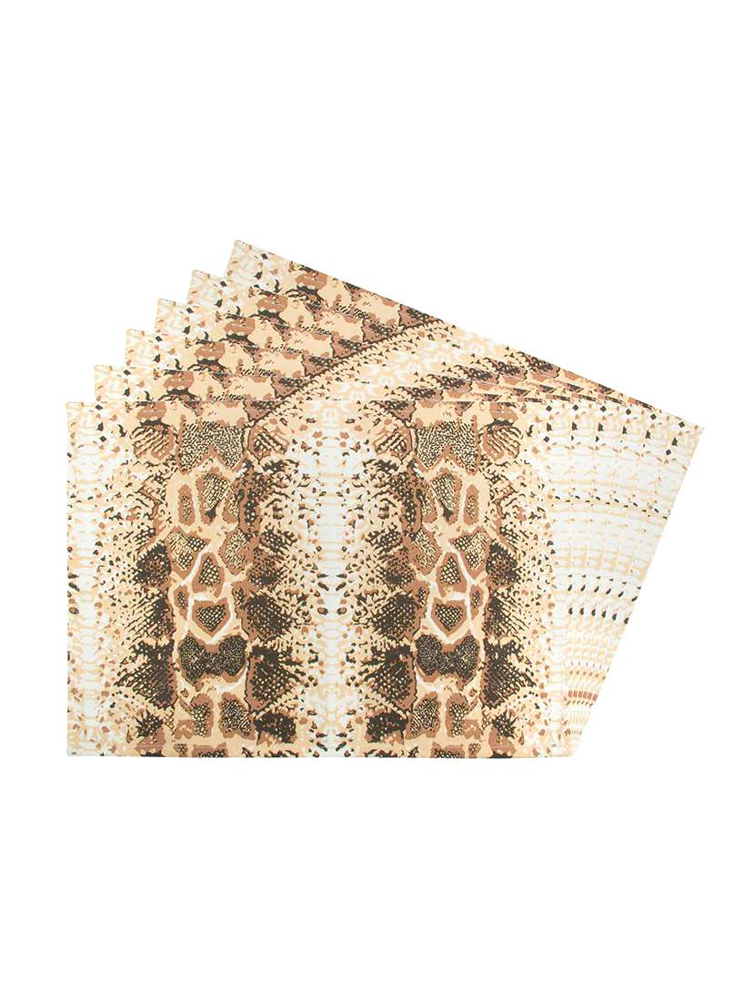 brown printed cotton canvas placemats for dining table