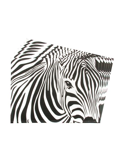 white zebra printed cotton canvas placemats for dining table - 13734239 -  Standard Image - 0